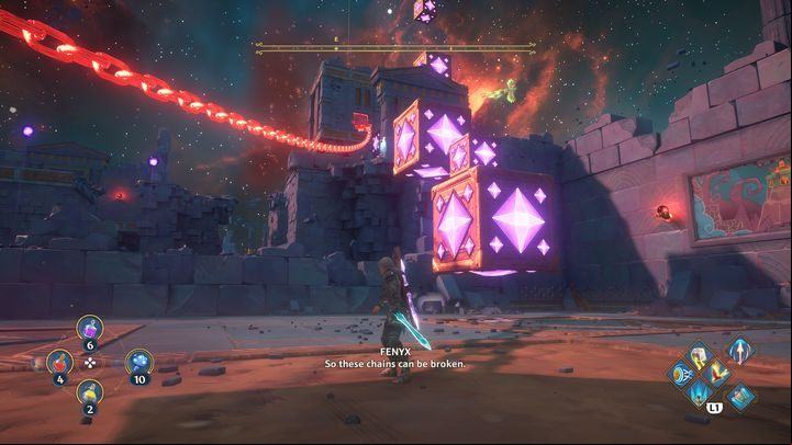 Jump on the cubes and walk forward until you reach the checkpoint - Immortals Fenyx Rising: Jaws Of War - walkthrough - Ares quests - Immortals Fenyx Rising Guide