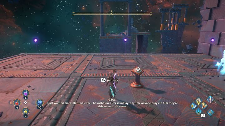 When you activate the button, you will create 3 cubes, two large ones and one small - Immortals Fenyx Rising: Jaws Of War - walkthrough - Ares quests - Immortals Fenyx Rising Guide