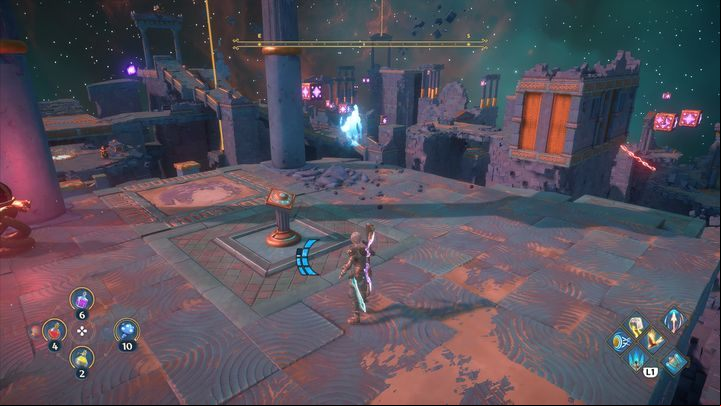 Your task will be to roll the spheres into particular spots, however, you will also find some gaps that need to be filled with cubes - Immortals Fenyx Rising: Jaws Of War - walkthrough - Ares quests - Immortals Fenyx Rising Guide