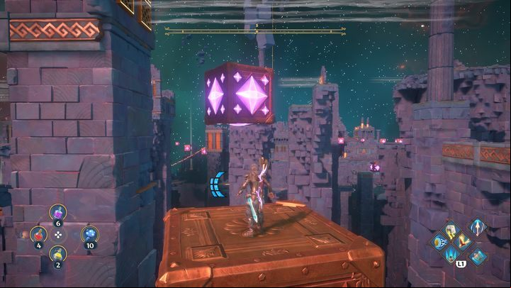 However, instead of letting it go, place it below so that you may jump on it - Immortals Fenyx Rising: Jaws Of War - walkthrough - Ares quests - Immortals Fenyx Rising Guide