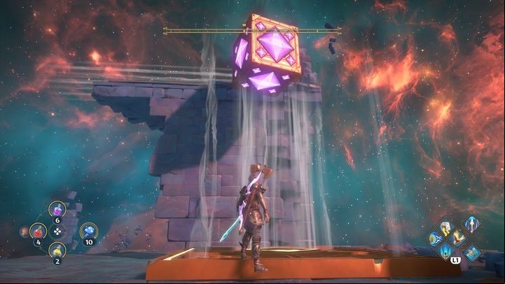 When you're on the cube, throw the unused one further away - Immortals Fenyx Rising: Jaws Of War - walkthrough - Ares quests - Immortals Fenyx Rising Guide