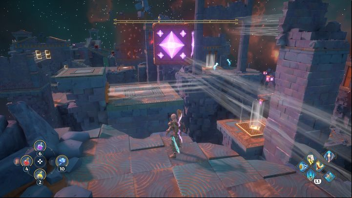 After the cube reaches its destination, activate the button and the cube - Immortals Fenyx Rising: Jaws Of War - walkthrough - Ares quests - Immortals Fenyx Rising Guide