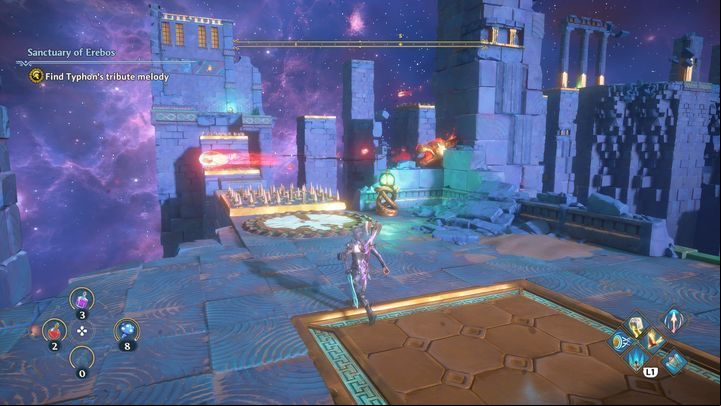 Next you will face an obstacle course, you'll need to watch out for spikes and the statues of Cerberus - Immortals Fenyx Rising: Pecking Orders - walkthrough - The tasks of Ares - Immortals Fenyx Rising Guide