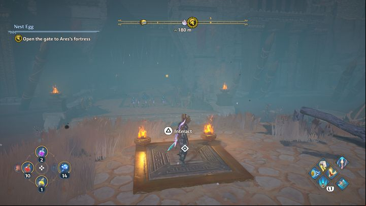 First, approach the new marker to open the gate to the Ares's fortress - Immortals Fenyx Rising: Nest Egg - walkthrough - The tasks of Ares - Immortals Fenyx Rising Guide
