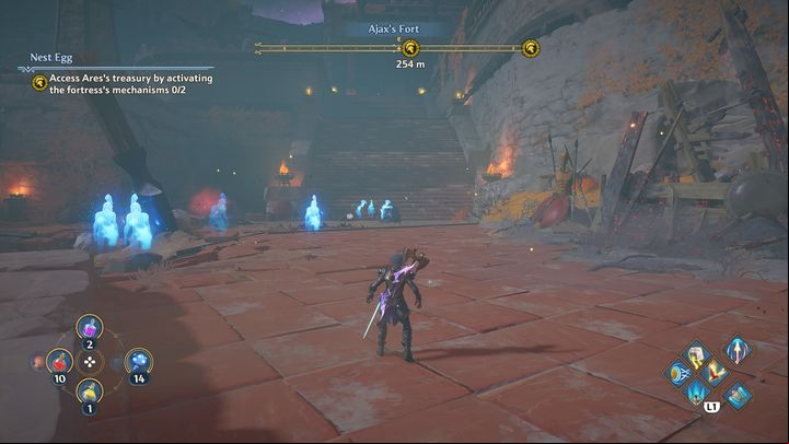 You'll find other enemies at the very top - Immortals Fenyx Rising: Nest Egg - walkthrough - The tasks of Ares - Immortals Fenyx Rising Guide