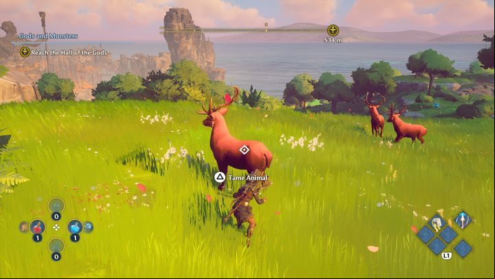 Watch out for a red exclamation mark that can appear above the head of the mount, it means that the beast can see you and it could be frightened away - Immortals Fenyx Rising: How to tame mounts? - FAQ - Immortals Fenyx Rising Guide