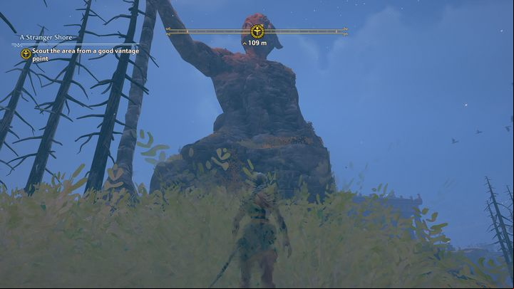 Afterwards, start to climb to the very top of the nearby statue to have a good vantage point - Immortals Fenyx Rising: A Stranger Shore - walkthrough - Main missions - Immortals Fenyx Rising Guide