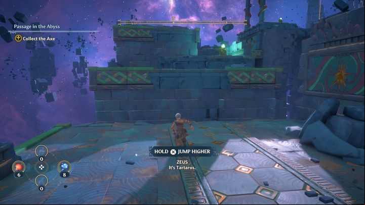 Afterwards, pull the lever which is located in front of you and jump onto the platform that has been activated by it - Immortals Fenyx Rising: age in the Abyss - walkthrough - Main missions - Immortals Fenyx Rising Guide