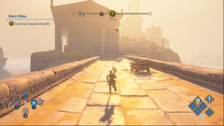 You will encounter several opponents near the temple, a Gorgon and three soldiers - Immortals Fenyx Rising: Blurry Vision - walkthrough - Main missions - Immortals Fenyx Rising Guide