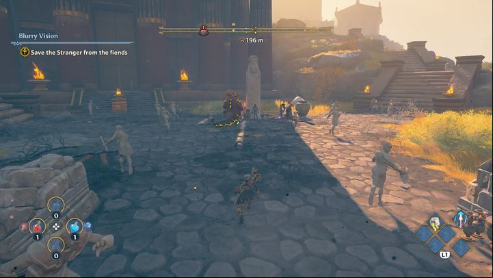 Try to sneak up on your foes to perform a stealth attack - Immortals Fenyx Rising: Blurry Vision - walkthrough - Main missions - Immortals Fenyx Rising Guide