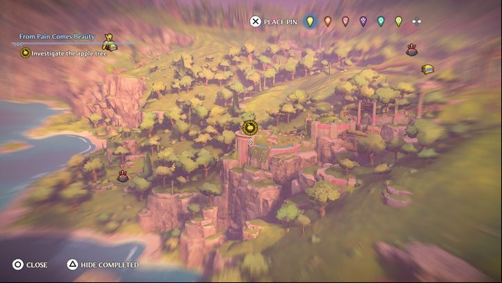 Afterwards, you need to travel to an apple tree, the quest marker will show you the way - Immortals Fenyx Rising: From Pain Comes Beauty - walkthrough - Aphrodites tasks - Immortals Fenyx Rising Guide