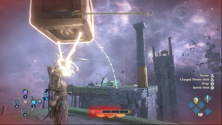 Then move the two copper blocks even further, as there is a platform on which you need to place the blocks in order to activate a gust of wind - Immortals Fenyx Rising: A Crying Shame - walkthrough - Aphrodites quests - Immortals Fenyx Rising Guide