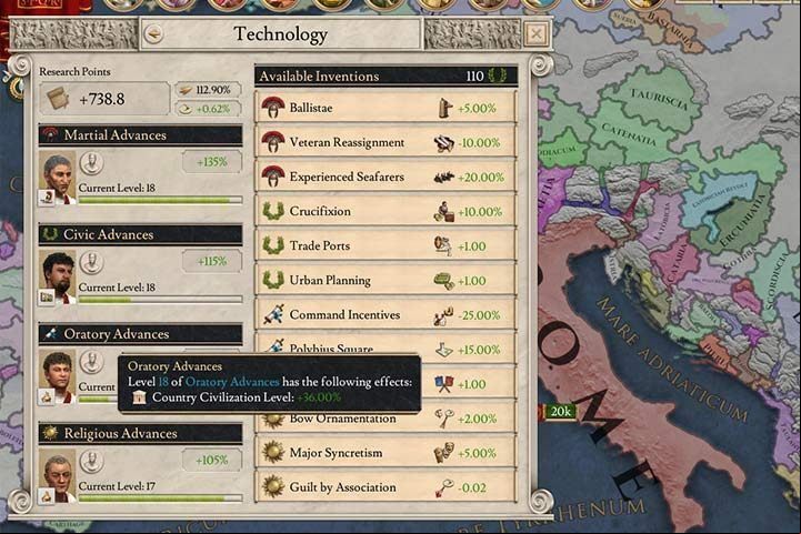 Getting technological advances will increase the capabilities of your state. - Technologies in Imperator Rome - Government - Imperator Rome Guide