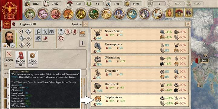 The best tactic for Legion XIII is the Triplex Acies, as it is compesed only of light and heavy infantry. Light infantry substitutes for cavalry, but may have problems fighting a real enemy cavalry on the flanks. - Tactics and battle in Imperator Rome - War - Imperator Rome Guide