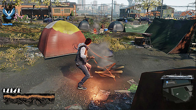 To regenerate smoke supplies, you can use chimneys, car wreckages or some bonfires - Smoke - Delsins powers - inFamous: Second Son - Game Guide and Walkthrough
