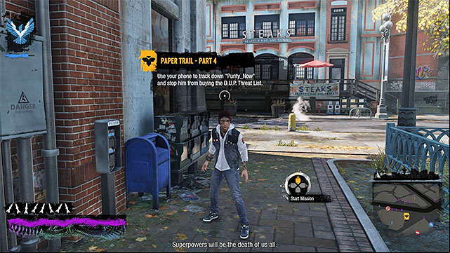 The starting point for the twelfth mission of the inFamous Paper Trail - Chapter 4, part 3 - things to do in the game - inFamous Paper Trail - inFamous: Second Son - Game Guide and Walkthrough
