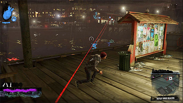 Avoid fire from snipers who are standing on the roof of the northern building - 7a: Trash the Stash - Walkthrough - inFamous: Second Son - Game Guide and Walkthrough