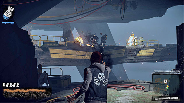 Enemy with a minigun can deal huge damage, so be careful - 15: Quid pro Quo - exploration of the prison - Walkthrough - inFamous: Second Son - Game Guide and Walkthrough