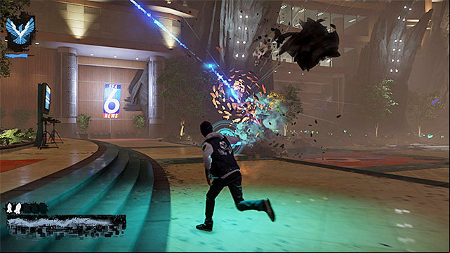 Do not stop anywhere, to prevent being hit with a big concrete fragment - Brooke Augustine #2 - Boss fights - inFamous: Second Son - Game Guide and Walkthrough