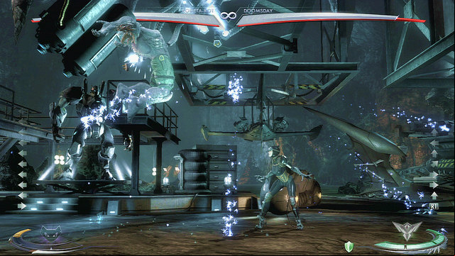 In the middle of the arena theres a rectangle machine hanging from the ceiling which can be smashed by jumping up to it - Injustice Gods Among Us: Batcave, arena guide - Arenas - Injustice: Gods Among Us Game Guide