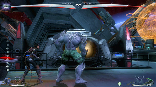 At the left edge of the arena theres a console and a fighter jet in the background - Injustice Gods Among Us: Watchtower, arena guide - Arenas - Injustice: Gods Among Us Game Guide