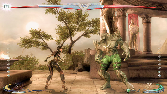 At the left edge of the arena theres a fire goblet - Injustice Gods Among Us: Themyscira, arena guide - Arenas - Injustice: Gods Among Us Game Guide
