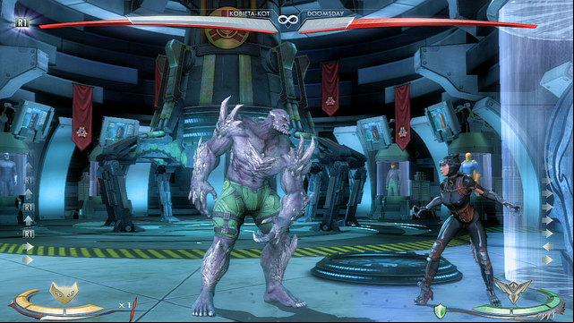 At the right edge of the arena in the background theres portal - Injustice Gods Among Us: Hall of Justice, arena guide - Arenas - Injustice: Gods Among Us Game Guide