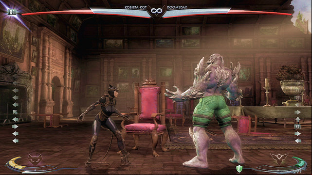 On the left side of the arena theres a red chair - Injustice Gods Among Us: Wayne Manor - Wayne Manor Night, arena guide - Arenas - Injustice: Gods Among Us Game Guide
