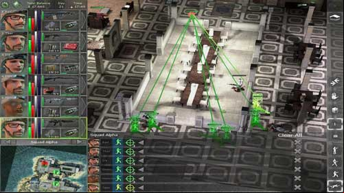 When in the room left only Deidranna with 1-2 soldiers, enter the room and hide behind the wall - Deidrannas Palace - Final locations - Jagged Alliance: Back in Action - Game Guide and Walkthrough