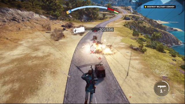 The convoy can be destroyed with your own weapons, or by using the tank. - Tangled Up in Blue - Walkthrough - Just Cause 3 - Game Guide and Walkthrough