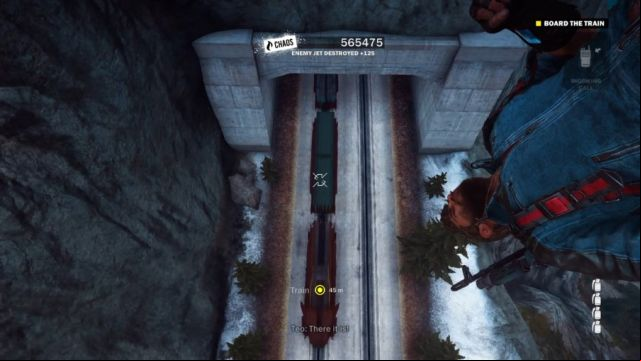 Wait for the train to be directly below you and then attach yourself to it with your rope. - Derailed Extraction - Walkthrough - Just Cause 3 - Game Guide and Walkthrough