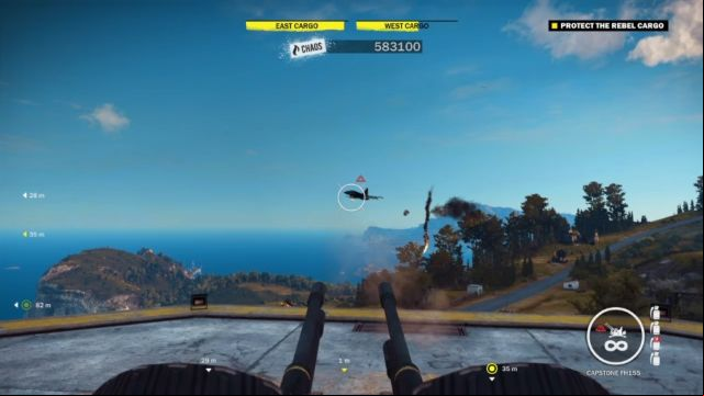 Take out the enemy fighter jets with the help of anti-aircraft guns. - The Watcher On The Wall - Walkthrough - Just Cause 3 - Game Guide and Walkthrough