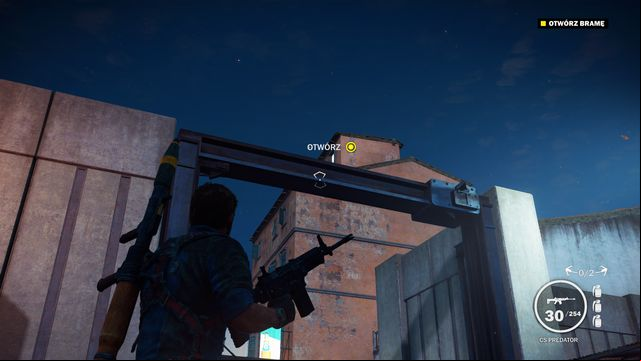 Use the grappling hook to pull the part of the gate and hang it on the beam. - A Terrible Reaction - Walkthrough - Just Cause 3 - Game Guide and Walkthrough