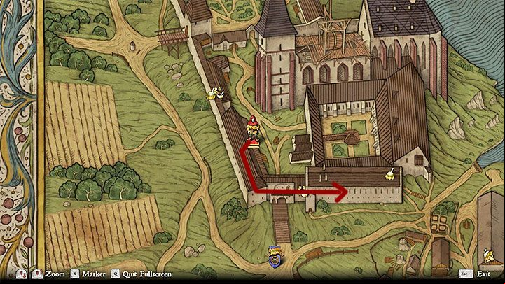 Enter the monastery from the south by crossing the draw bridge - Kingdom Come Deliverance: Side quests in Ledetchko - Side quests - Kingdom Come Deliverance Game Guide