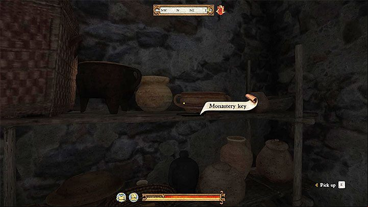 The first method to get the Monastery Key is to search the storeroom adjacent to the dining room - Where to find lockpicks and Monastery Key in the Monastery in Kingdom Come? - FAQ - Kingdom Come Deliverance Game Guide