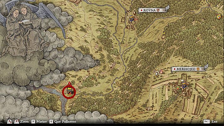 The map is very misleading because actually you have to go far to the south-west from Rovna village - Treasure XVII | Treasure maps in Kingdom Come Deliverance - Treasure maps - Kingdom Come Deliverance Game Guide