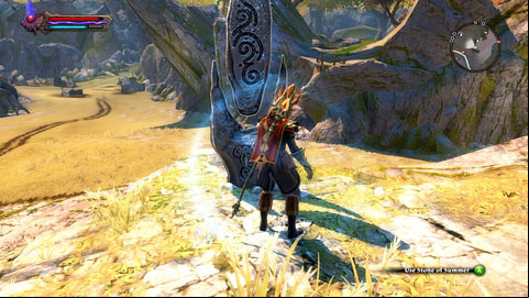 The stone has been hidden on a small hill, north of the main road - Summer | Plains of Erathell Lorestones - Lorestones - Kingdoms of Amalur: Reckoning Game Guide & Walkthrough