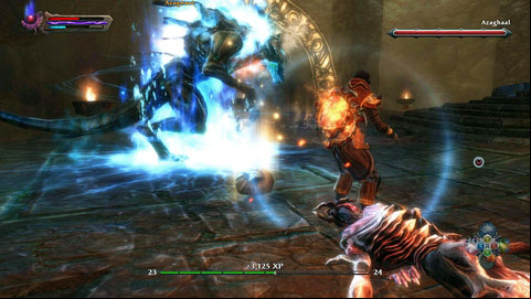 As you kill the first two groups, the demon Azaghaal will appear - The Great General | Walkthrough - Walkthrough - Kingdoms of Amalur: Reckoning Game Guide & Walkthrough