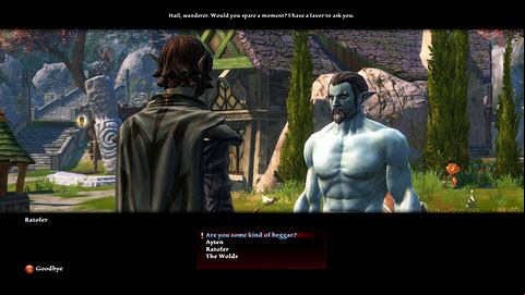 In the village of Ayten M1(1) you can find a man named Ratofer, who will ask you to sell his item to the villagers in return for a share in the profit - The Wolds - p.1 | Side missions - Side missions - Kingdoms of Amalur: Reckoning Game Guide & Walkthrough