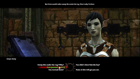 Throughout the dialogue, you will be able to use persuasion twice - Tala-Rane - p.1 | Side missions - Side missions - Kingdoms of Amalur: Reckoning Game Guide & Walkthrough