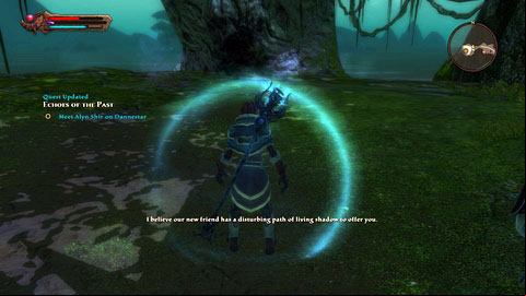 After short conversation, the woman will create a portal which will take you to Dannestar Isle - Echoes of the Past | Walkthrough - Walkthrough - Kingdoms of Amalur: Reckoning Game Guide & Walkthrough