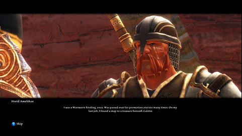 Galette M1(3) resident, Hreid Amelthoe, will ask you for help in finding a treasure - The Red Marches - p. 1 | Side missions - Side missions - Kingdoms of Amalur: Reckoning Game Guide & Walkthrough
