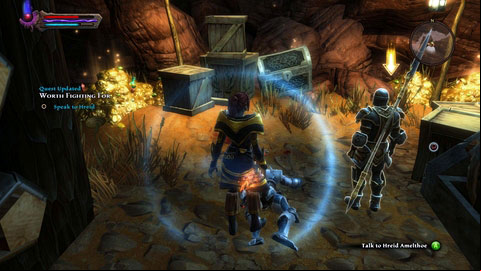 Once you get inside, talk to your companion and then defeat a group of cultists - The Red Marches - p. 2 | Side missions - Side missions - Kingdoms of Amalur: Reckoning Game Guide & Walkthrough