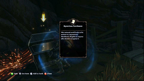 At the end of the mine youll find a chest with Mysterious Parchment inside - Apotyre - p. 2 | Side missions - Side missions - Kingdoms of Amalur: Reckoning Game Guide & Walkthrough