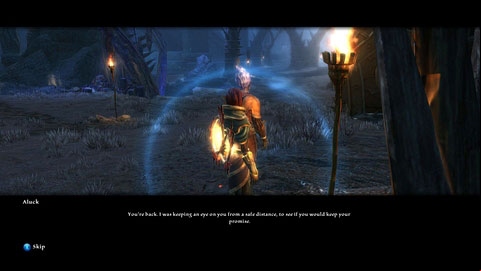 After his death, leave the Tuathas camp and talk to Aluck standing behind the barricade, thus ending the mission - Twilight - p. 1 | Side missions - Side missions - Kingdoms of Amalur: Reckoning Game Guide & Walkthrough