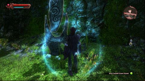 The stone stands next to the road, near the age leading to Drowned Forest - Caeled Coast | Detyre, Klurikon and Alabastra Lorestones - Lorestones - Kingdoms of Amalur: Reckoning Game Guide & Walkthrough