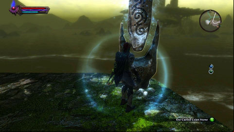 Youll find this stone on cliffs in the western part of the location - Caeled Coast | Detyre, Klurikon and Alabastra Lorestones - Lorestones - Kingdoms of Amalur: Reckoning Game Guide & Walkthrough