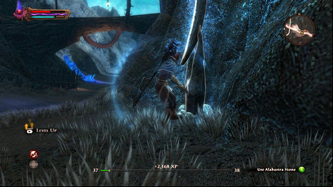 The stone is located next to the road connecting the northern and the southern parts of Shadow - Alabastra | Detyre, Klurikon and Alabastra Lorestones - Lorestones - Kingdoms of Amalur: Reckoning Game Guide & Walkthrough