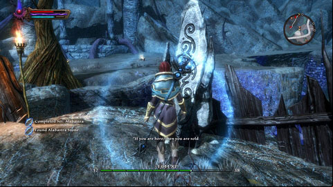 The stone stands in the eastern part of Twilight , near Eventide - Alabastra | Detyre, Klurikon and Alabastra Lorestones - Lorestones - Kingdoms of Amalur: Reckoning Game Guide & Walkthrough