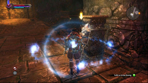 You need to bring the artifact to Grim, whos waiting by the exit - Tywili Coast - p.3 | Side missions - Side missions - Kingdoms of Amalur: Reckoning Game Guide & Walkthrough